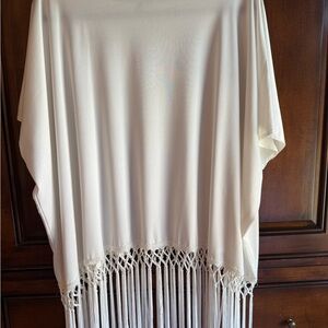 Tiana B. White Crème Fringe Top
